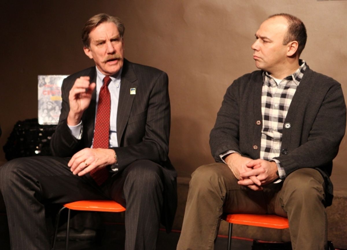 Author Robert Simonson, Actors' Equity Association President Nick Wyman & Danny Burstein at 