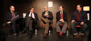 Author Robert Simonson, Actors' Equity Association President Nick Wyman, Danny Burste Photo