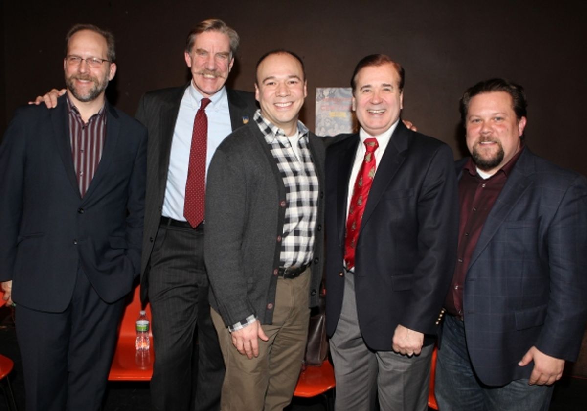 Author Robert Simonson, Actors' Equity Association President Nick Wyman, Danny Burstein, Lee Roy Reams, & Illustrator Justin 'Squigs' Robertson at 