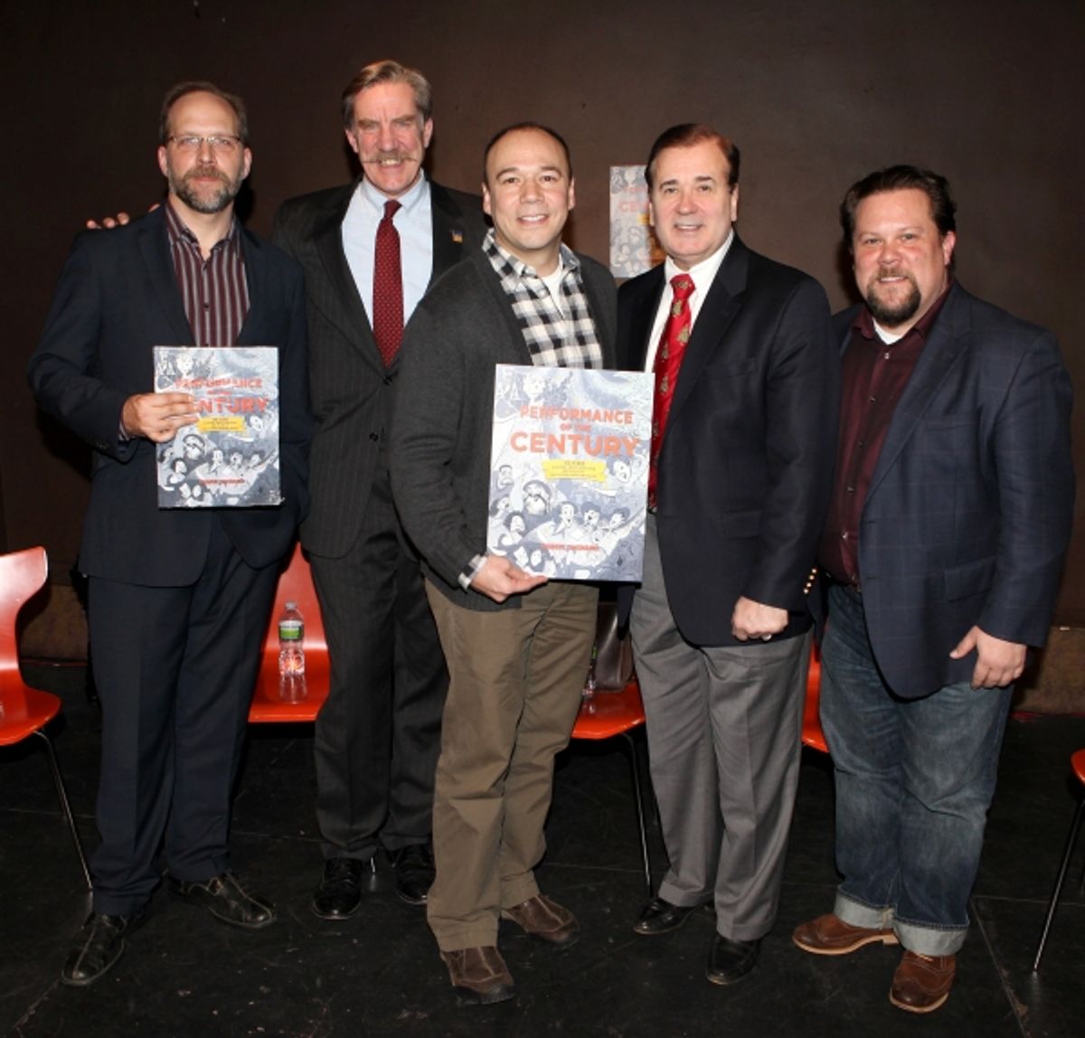 Author Robert Simonson, Actors' Equity Association President Nick Wyman, Danny Burstein, Lee Roy Reams, & Illustrator Justin 'Squigs' Robertson at 