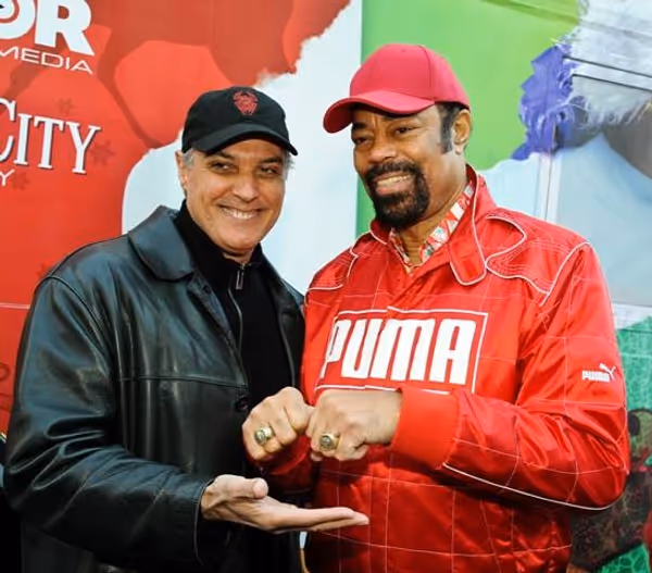 NBA Hall of Famer Walt Ã¢â‚¬Å“ClydeÃ¢â‚¬Â Frazier shows off his rings alongside… Photo