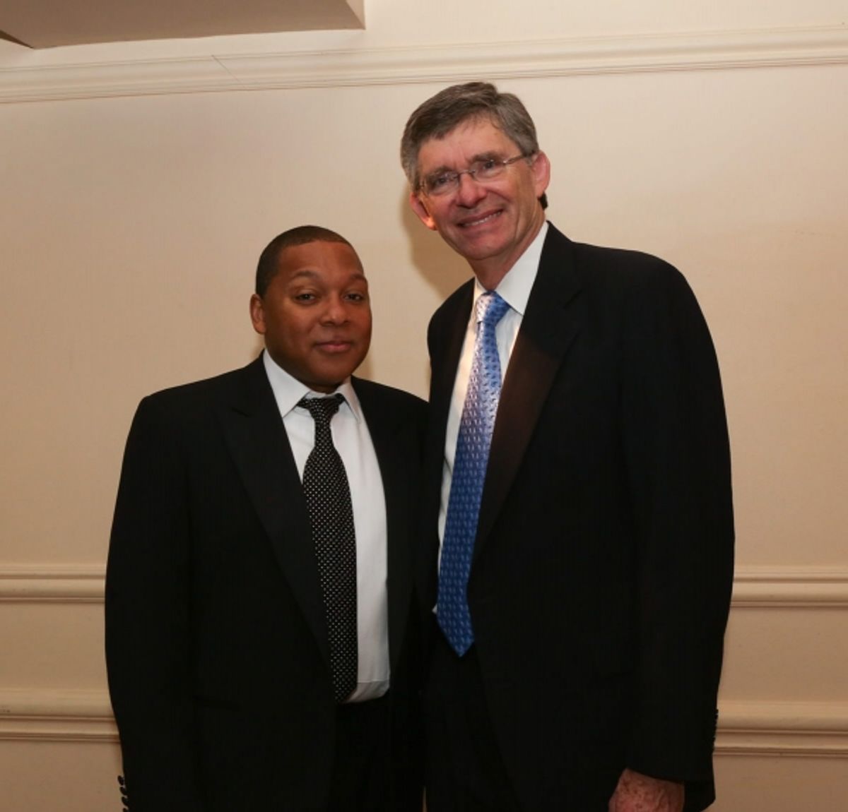 Wynton Marsalis and Queens College President James Muyskins at 