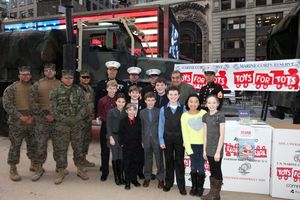 Dan Lauria, Johnny Rabe & the cast of 'A Christmas Story, The Musical' visit the Marine Corps Reserve 'Toys For Tots', Times Square, New York City on December 20, 2012 @ BroadwayWorld Dan Lauria, Johnny Rabe & the cast of 'A Christmas Story, The Musical' visit the Mari Photo
