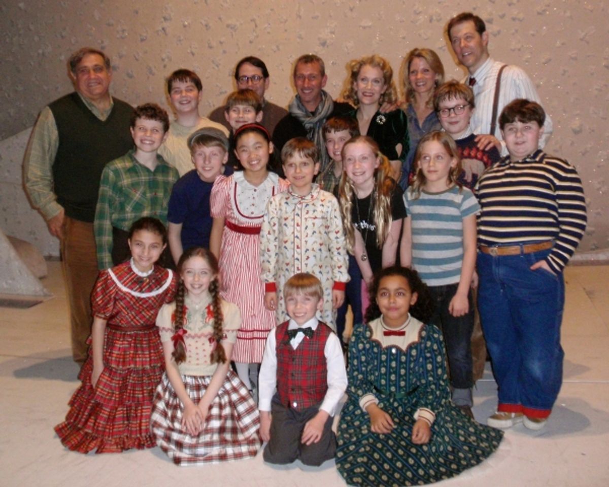 Matthew Broderick, Kelli O'Hara and Adam Shankman with the cast of A CHRISTMAS STORY at 