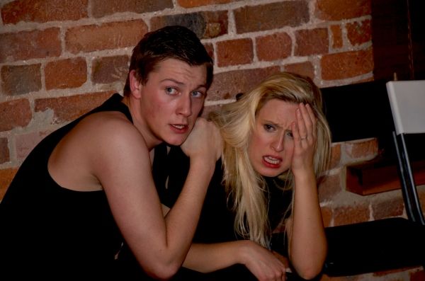 Richard Allen (Tony) Adele Stanhope (M) in rehearsals for 'M' Photo