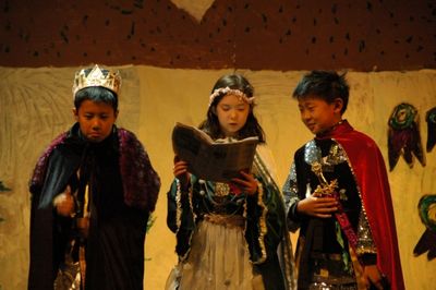 Aaron Guo as King John Sering Leave as Countess and Aaron Wu as Sheriff of Nottingham Photo