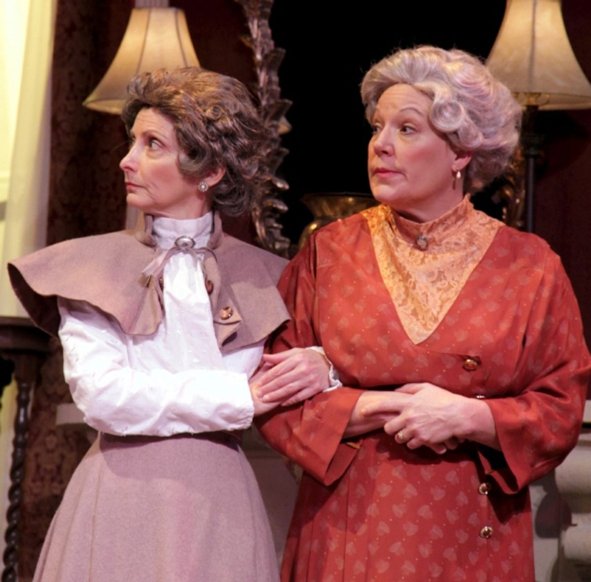 Gerri Weagraff is Martha Brewster, left, and Karen Pappas plays her spinster sister Abby Brewster. at 