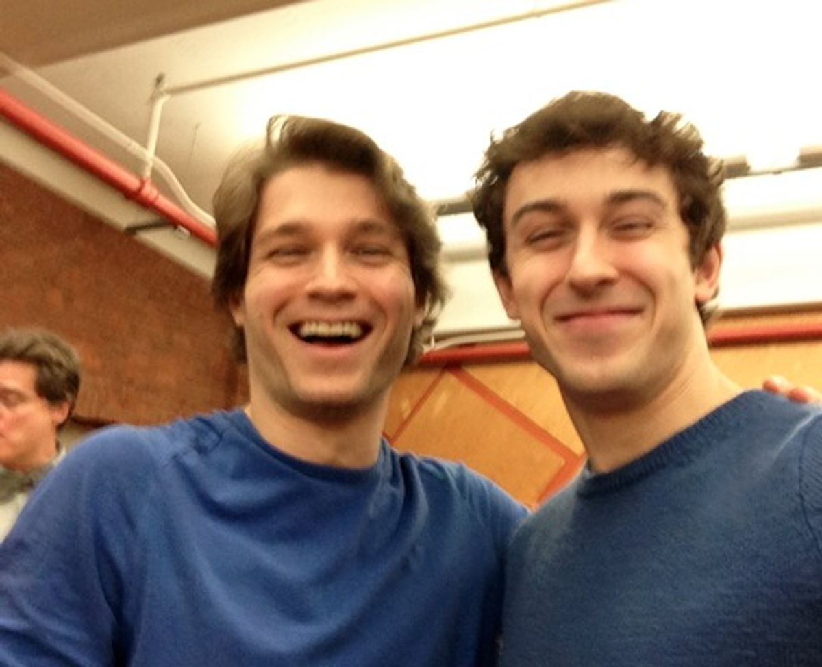First day of rehearsal twins. Andy Mills and Cody Williams at 