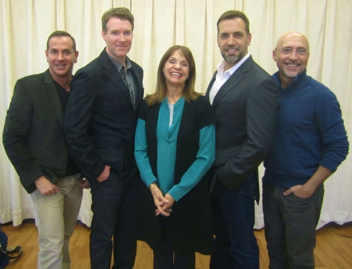Valerie Harper surrounded by Brian Hutchison, Playwright Matthew Lombardo, Director Rob Ruggiero and Matthew Montelongo at 