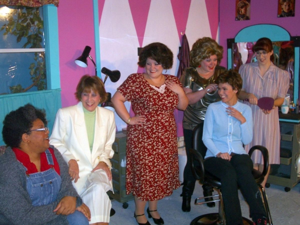 Genevieve Williams as Ouiser, Denise Lynn Hoover as Claree, Alexandra Garcia           Guyker as M'Lynn, Suzanna Fox as Truvy, Melinda Renee Kinslow as Shelby, and Rachel Silvert as Annelle at 