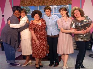 Genevieve Williams as Ouiser, Denise Lynn Hoover as Claree, Alexandra Garcia Guyker as M'Lynn, Melinda Renee Kinslow as Shelby, Rachel Silvert as Annelle, and Suzanna Fox as Truvy @ BroadwayWorld Genevieve Williams as Ouiser, Denise Lynn Hoover as Claree, Alexandra Garcia Guyker a Photo
