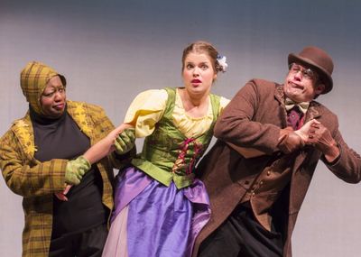 L. Louise Jackson as Mama Frog, Craig Griffin as Mole and Kelsey Cratty as Thumbelina Photo