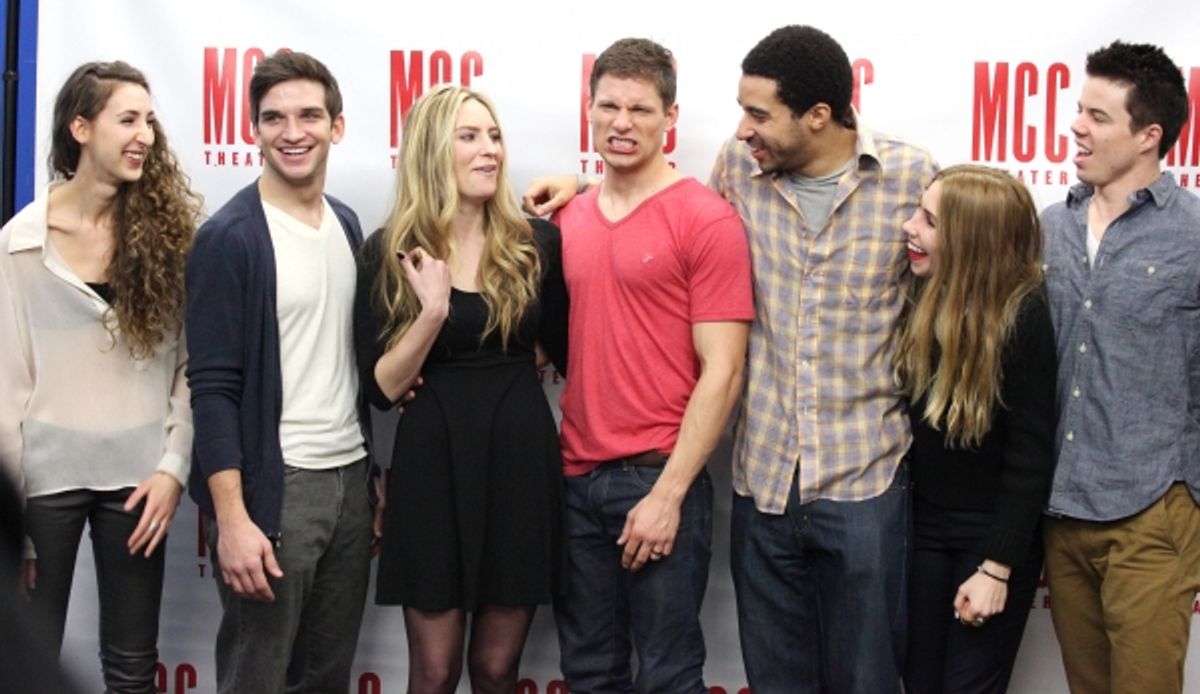 Lauren Culpepper, Evan Jonigkeit, Aleque Reid, Matt Lauria, Kobi Libii,  Zosia Mamet & David Hull clowning around at 
