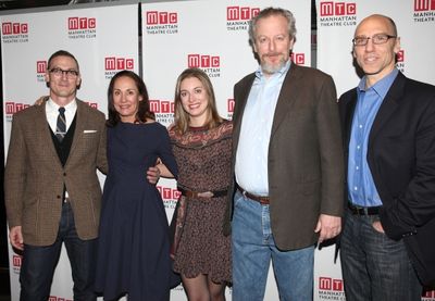 Playwright Sharr White with Laurie Metcalf, Zoe Perry, Daniel Stern & John Schiappa
 Photo