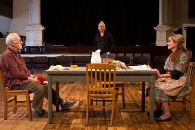 Ensemble members John Mahoney, director Austin Pendleton and Moira Harris Photo