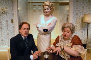 Steven Cole Hughes (Charles Condomine), Heather Lacy (Elvira) and Beth Flynn (Madame Arcati) @ BroadwayWorld Steven Cole Hughes (Charles Condomine), Heather Lacy (Elvira) and Beth Flynn (Madame Photo