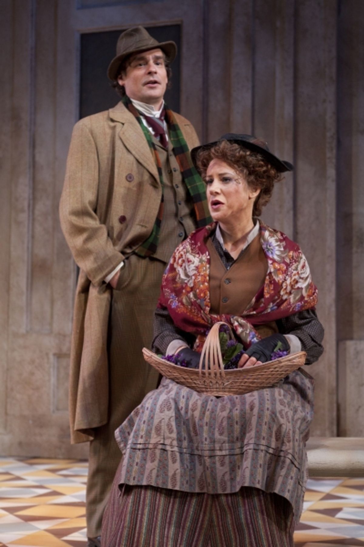 Robert Sean Leonard as Henry Higgins and Charlotte Parry as Eliza Doolittle at 
