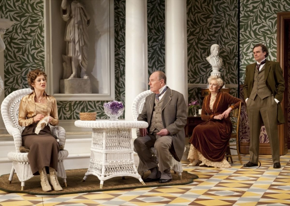 harlotte Parry as Eliza Doolittle, Paxton Whitehead as Colonel Pickering, Kandis Chappell as Mrs. Higgins and Robert Sean Leonard as Henry Higgins at 