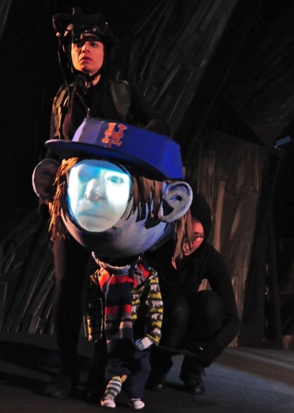 Caroline Tamas and Claire Moodey puppeting the Big Headed Toddler Photo