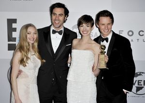 Amanda Seyfried, Sacha Baron Cohen, Anne Hathaway & Eddie Redmayne.  Photo