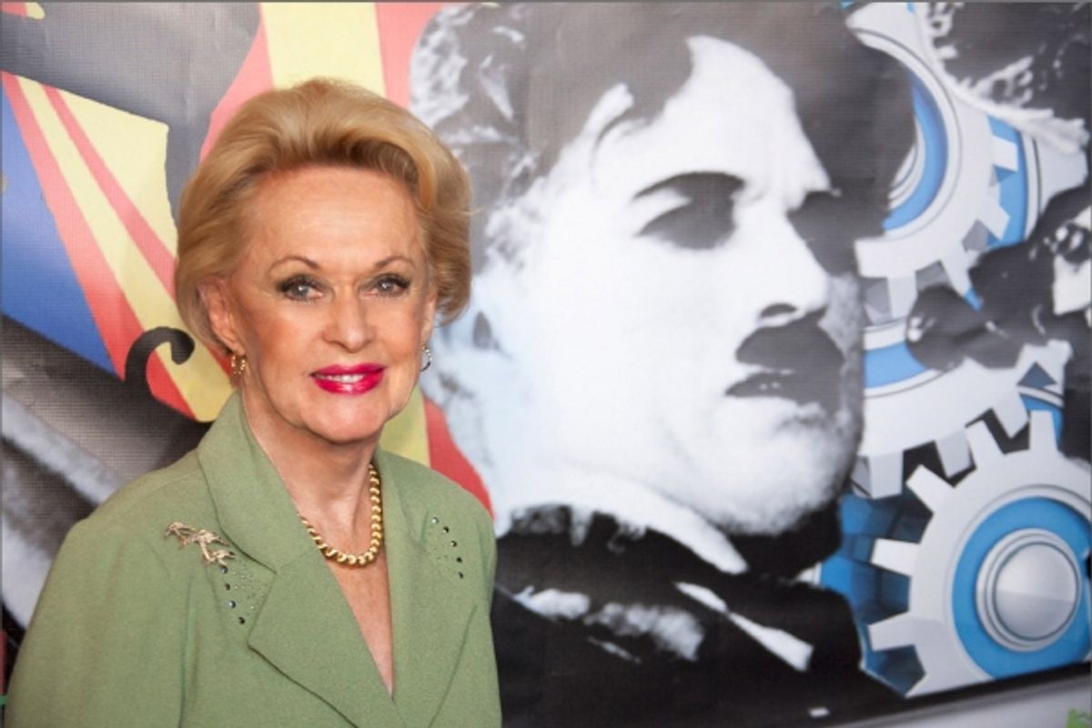 Tippi Hedren with the Charlie Chaplin ticket at 