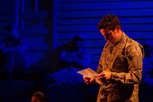 Photo Credit: Tristan Fuge. Photo Caption (foreground) Matt Dellapina and (background, L to R) Brent Langdon, David Ryan Smith, and Alex Ubokudom in a scene from Mat SmartÃ'¢ï¿½ï¿½s play THE STEADFAST, presented Off-Broadway by Steve Alpert and Ken @ BroadwayWorld Photo Credit: Tristan Fuge. Photo Caption (foreground) Matt Dellapina and (background Photo