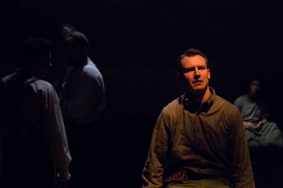 Photo Credit: Tristan Fuge. Photo Caption (foreground) Ben Kahre and (background, L to R) Matt Dellapina, Brent Langdon, Brendan Titley, and Cloteal L. Horne in a scene from Mat SmartÃ'Â¢Ã¯Â¿Â½Ã¯Â¿Â½s play THE STEADFAST, presented Off-Broadway by Steve Al at 