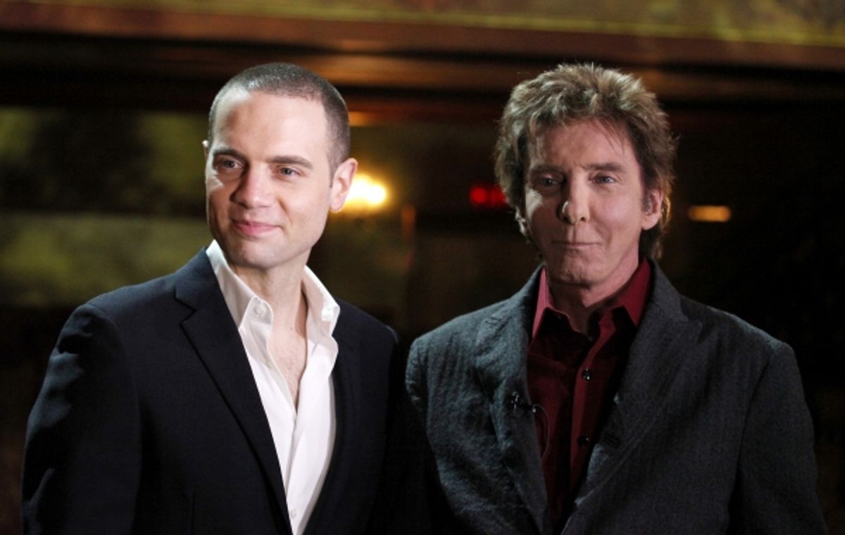 Jordan Roth with Barry Manilow on stage at 