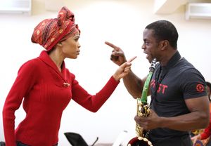 Michelle Williams & Adesola Osakalumi Photo