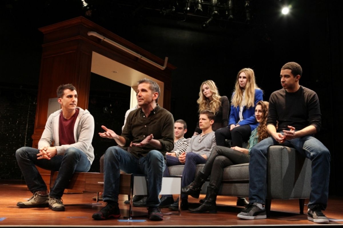 Playwright Paul Downs Colaizzo & Director David Cromer with Evan Jonigkeit, David Hull, Aleque Reid, Matt Lauria, Zosia Mamet, Lauren Culpepper & Kobi Libii at 