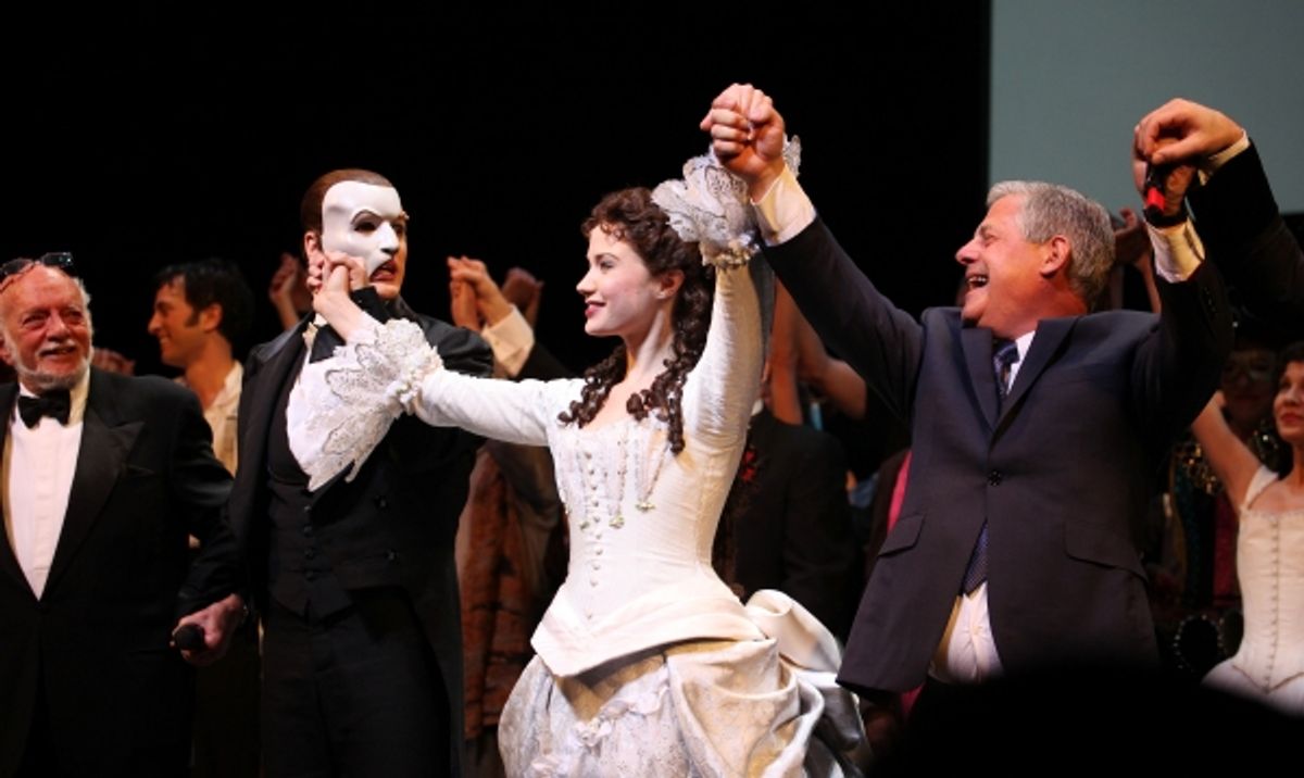 Hal Prince, Hugh Panaro, Sierra Boggess & Cameron Mackintosh at 