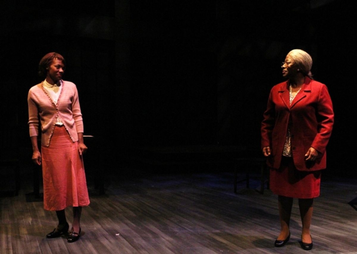 Nellie (ShÃ'Â¡ Cage) and Nellie Stone Johnson (Greta Oglesby) share a moment of reflection. at 