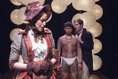 Isabel Hewlett (Rebecca Spence, left) is embarrassed but fascinated by photographer A Photo