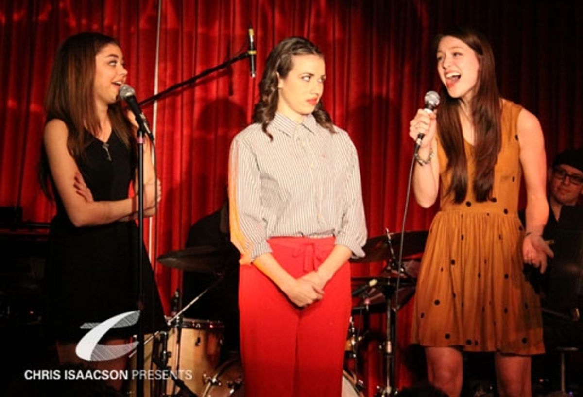 SARAH HYLANd, Miranda Sings (aka Colleen Ballinger) and Melissa Benoist at Upright Cabaret
 at 