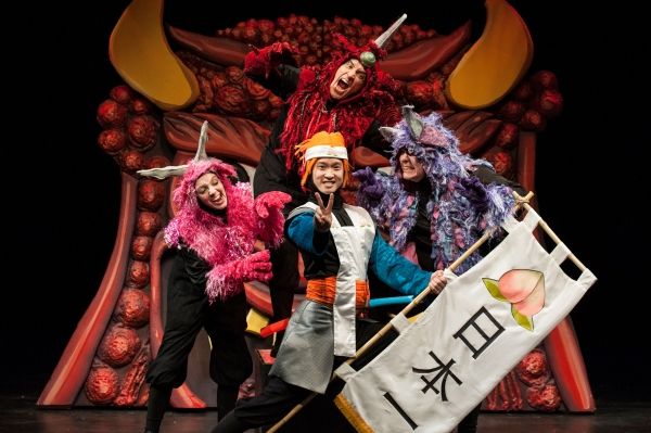 Tia Shearer as Nakamon, Rafael Untalan as Daimon, Jacob Yeh as Momotaro, Phillip Reid Photo