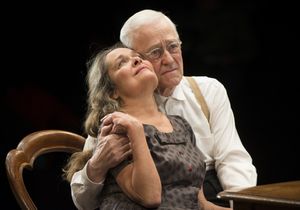 Petey (ensemble member John Mahoney) embraces his wife, Meg (ensemble member Moira Harris) @ BroadwayWorld Petey (ensemble member John Mahoney) embraces his wife, Meg (ensemble member Moira Ha Photo