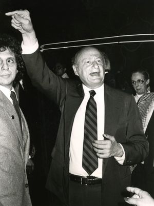 Ed Koch with Roller Skates in New York City. 1981 @ BroadwayWorld Ed Koch with Roller Skates in New York City. 1981 Photo