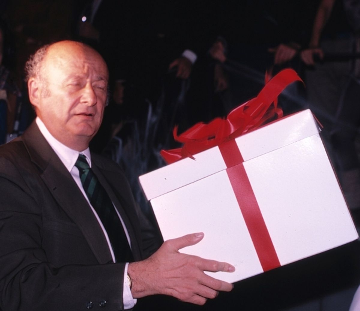 Ed Koch presented with Roller Skates in New York City. 1981 at 