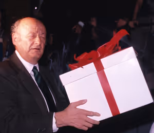 Ed Koch presented with Roller Skates in New York City. 1981 @ BroadwayWorld Ed Koch presented with Roller Skates in New York City. 1981 Photo