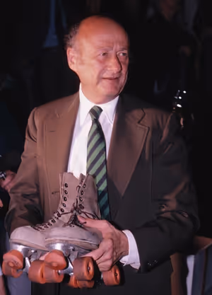 Ed Koch with Roller Skates in New York City. 1981 @ BroadwayWorld Ed Koch with Roller Skates in New York City. 1981 Photo