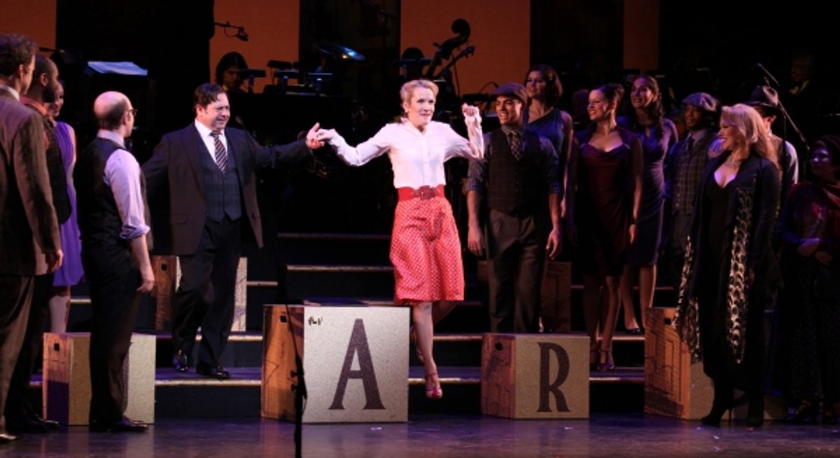 Danny Rutigliano, Erin Dilly, Emily Skinner & Ensemble Cast during the Curtain Call as former congressman Barney Frank makes his stage debut in 'Fiorello!', the opening musical of New York City CenterÃ'â€¢s Encores! 20th Anniversary season on 2/2/2013 at 