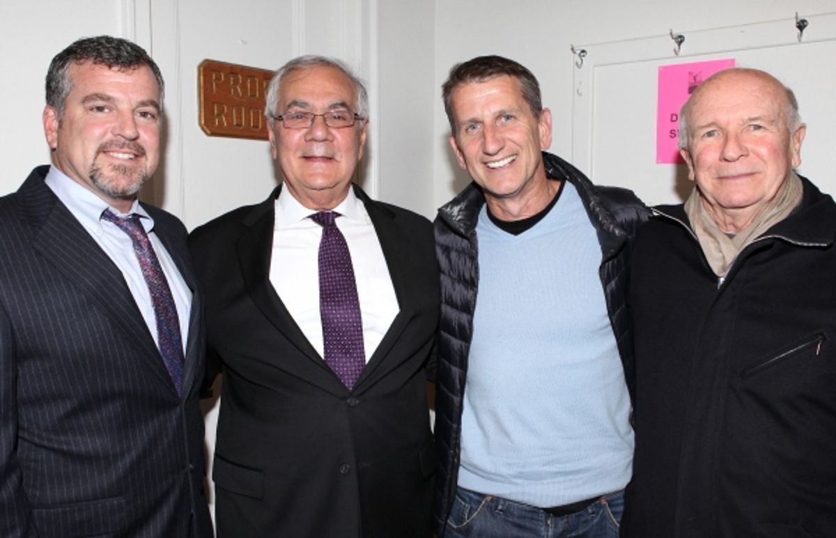 Terrence McNally with his husband Tom Kirdahy with Barney Frank with husband Jim Ready at 