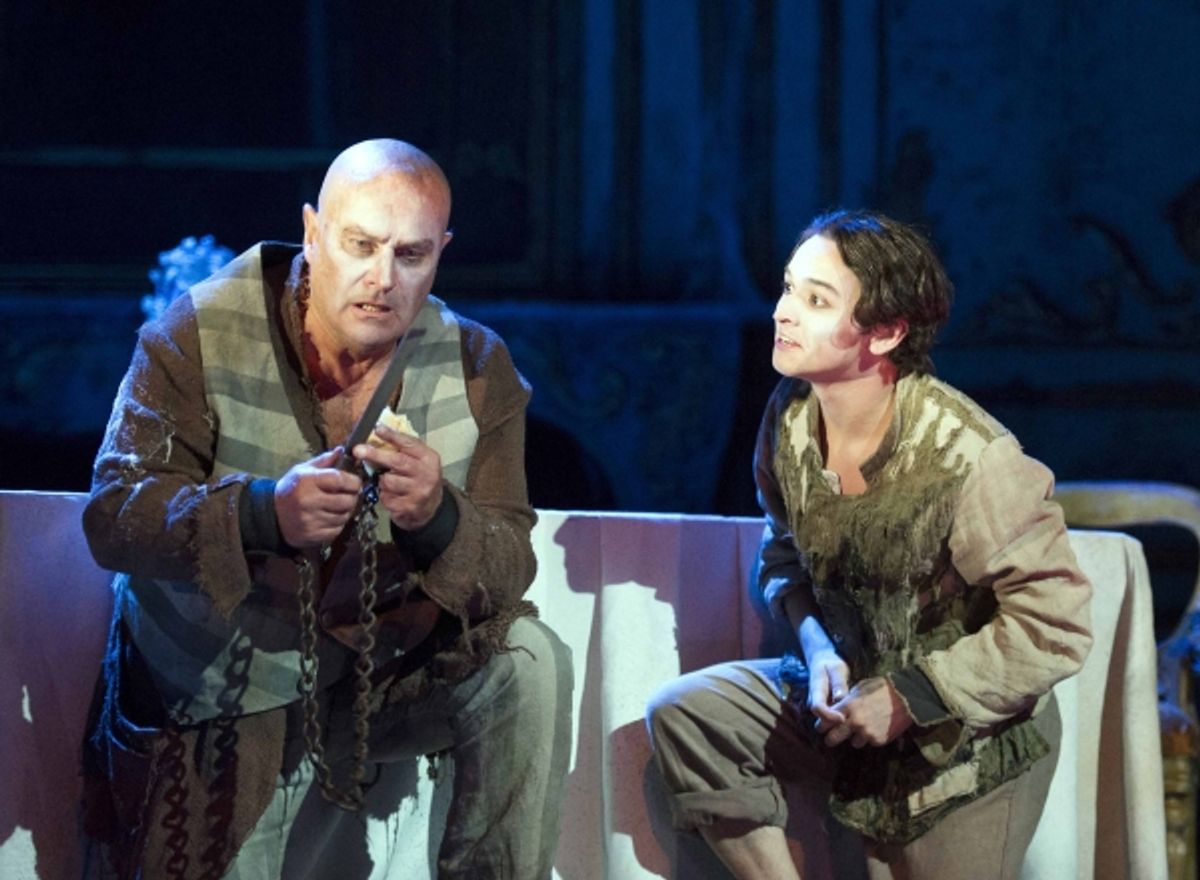 Chris Ellison (Magwitch) and Taylor Jay-Davies (Young Pip) at 