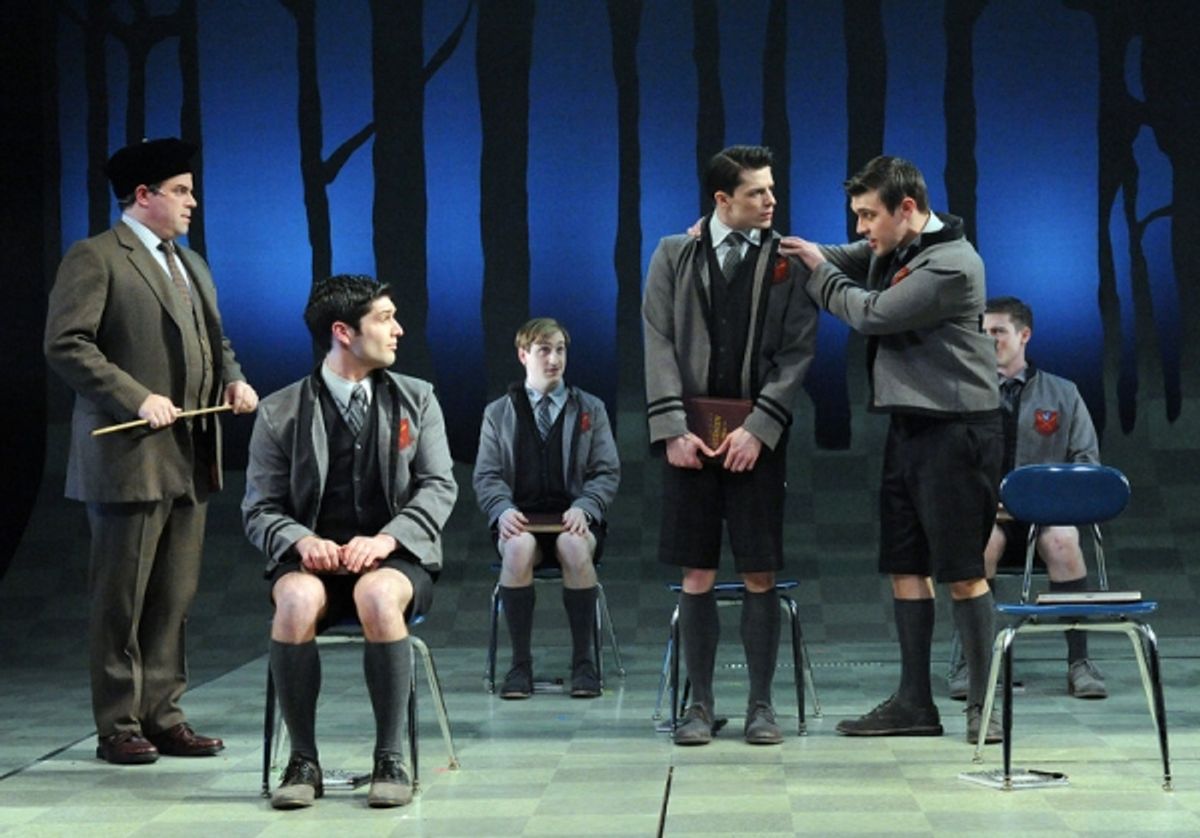 Melchior (Matthew Kacergis) stands up for Moritz (Parker Drown). at 