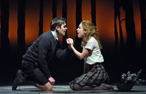 Melchior (Matthew Kacergis) and Wendla (Alyse Alan Louis) share a moment. @ BroadwayWorld Melchior (Matthew Kacergis) and Wendla (Alyse Alan Louis) share a moment. Photo