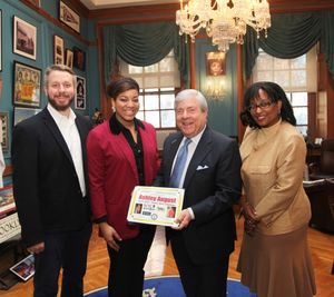 Michael Cirelli, executive director, Urban Word NYC; Ashley August; BP Markowitz; Oni Photo