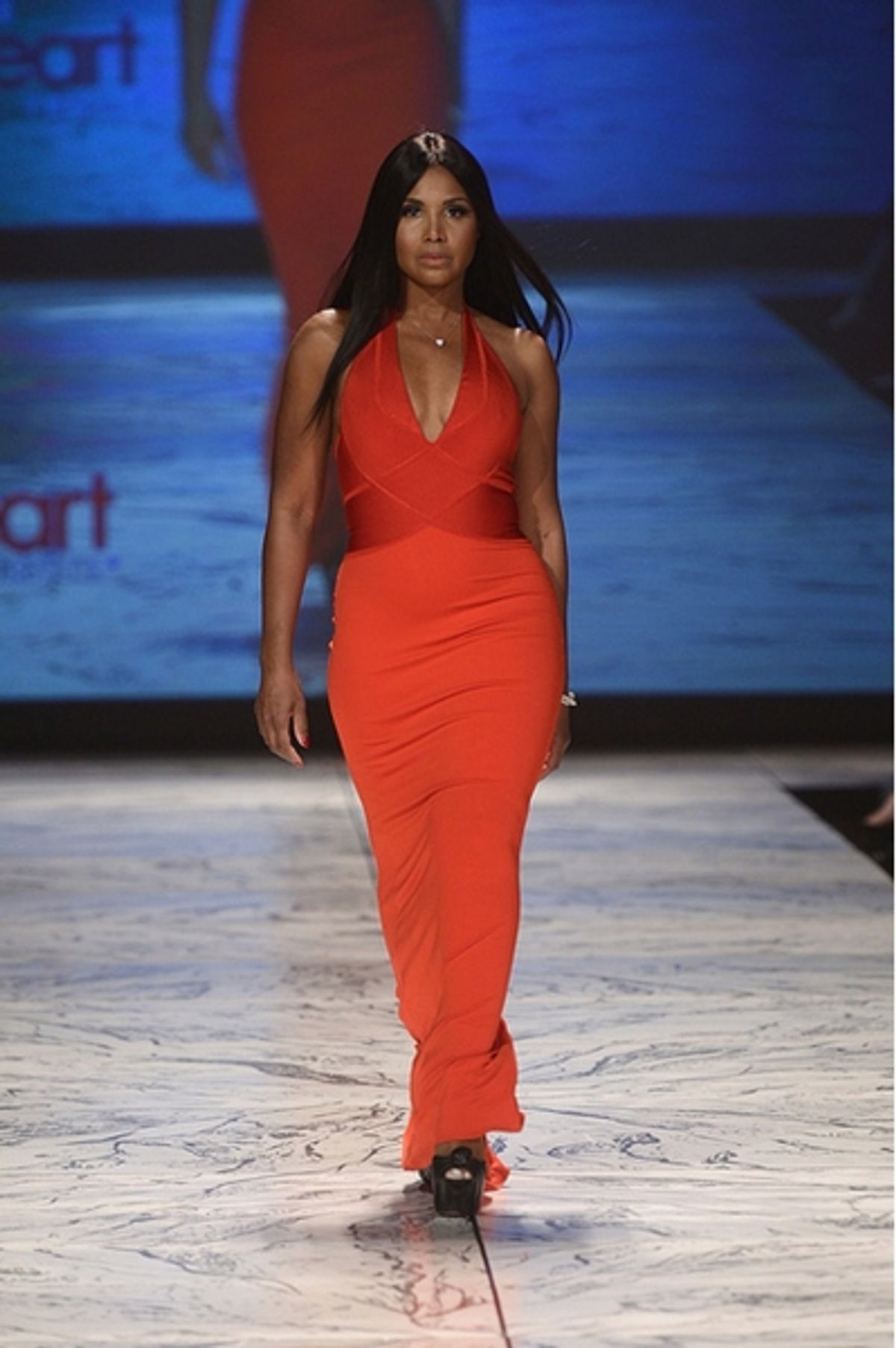 Toni Braxton in Herve L. Leroux (Photo by Getty Images for Heart Truth) at The Heart Truth Fashion Show