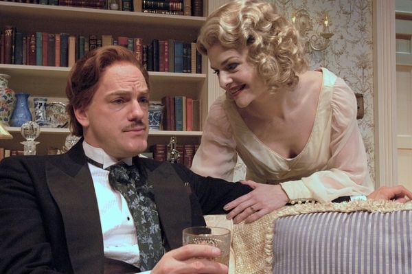 Pictured L-R: Steven Cole Hughes (Charles Condomine) and Heather Lacy (Elvira)  Photo