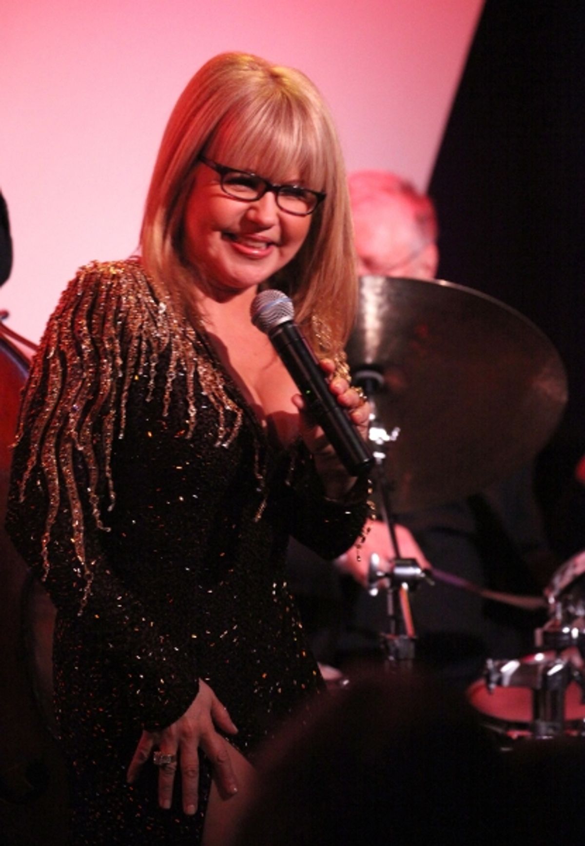 Pia Zadora jokes with eyeglasses from the audience at 