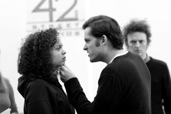 Michelle Beck (Hero), Matthew Amendt (Claudio) and John Keating (Father Francis) Photo